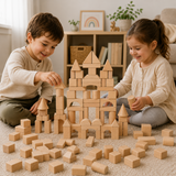 BlockyFun – Kreativ & Lernfördernd – 100-teiliges Holzbauklötze-Set