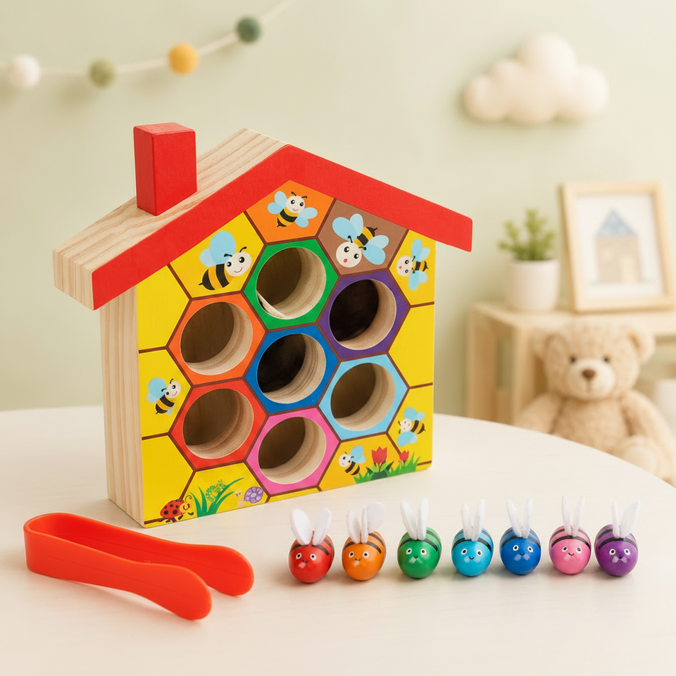 HoneyHive – Montessori & pädagogisch – Holz-Bienen-Sortierspiel