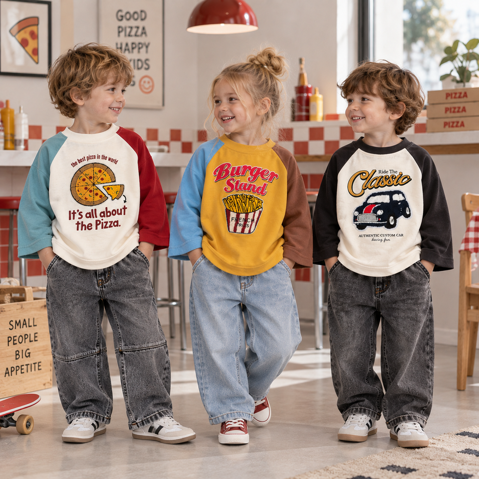 LittleRetro – Cool & trendy – Kinder-Langarmshirt mit grafischem Aufdruck