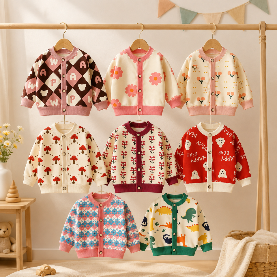 CozyCardi – Weich & warm – Gestrickte Strickjacke mit niedlichen Motiven