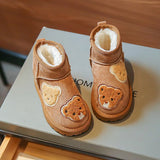 Mini Fashion - Braune Wildlederstiefelette mit Bären