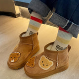 Mini Fashion - Braune Wildlederstiefelette mit Bären