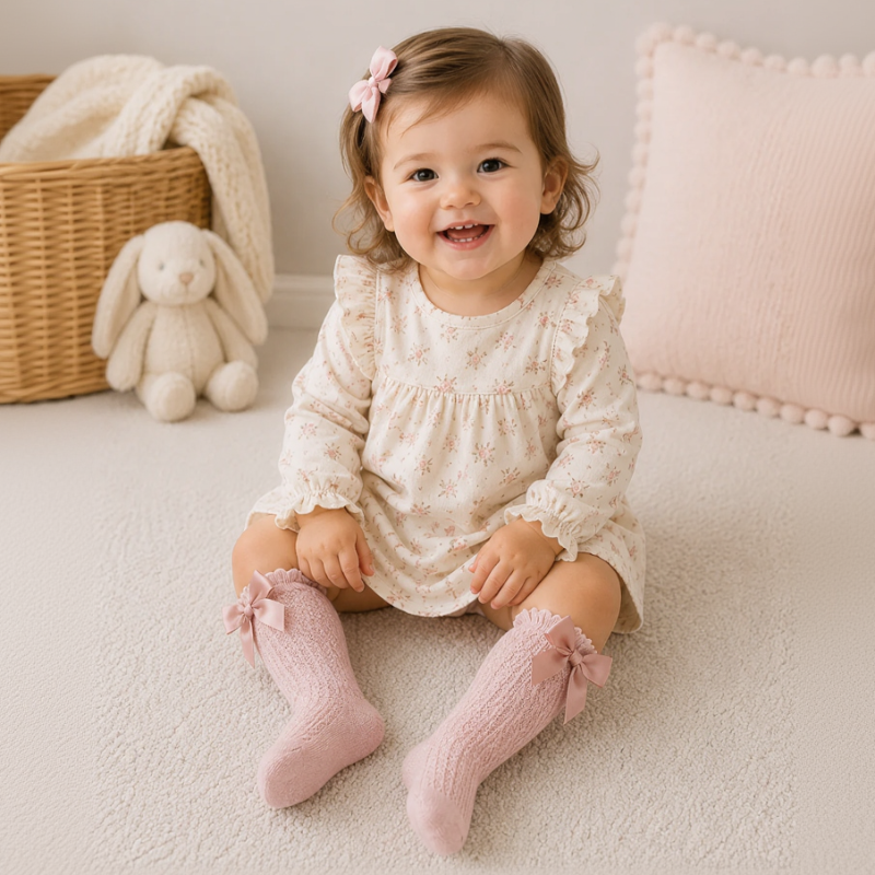 LittleCharm – Zart & stilvoll – Kniestrümpfe für Mädchen mit Schleife