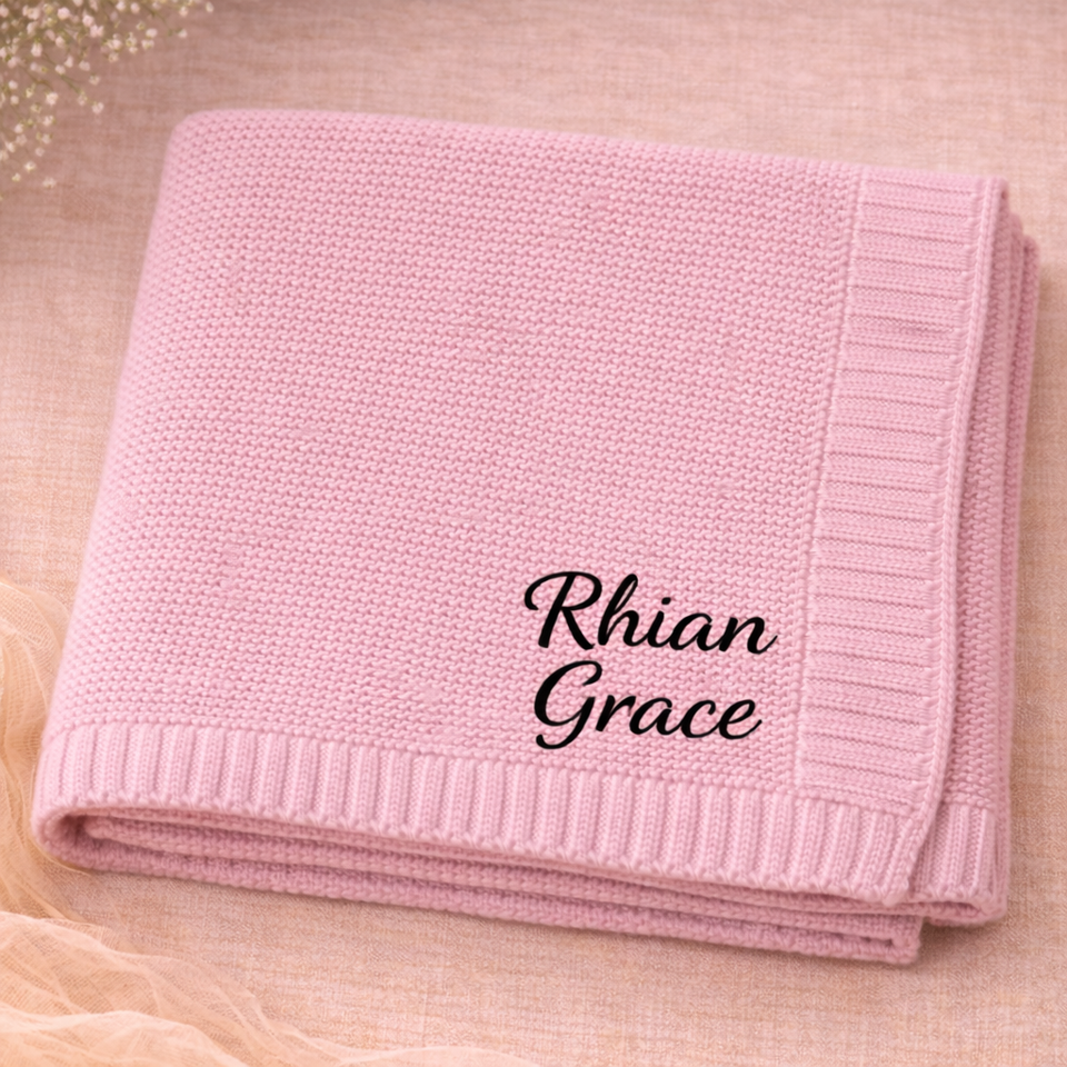 Personalized Baby Blanket – Weich & Einzigartig – Personalisierte, bestickte Baumwolldecke