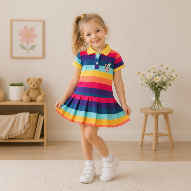 RainbowBabe – Frisch & farbenfroh – Kinder-Polokleid