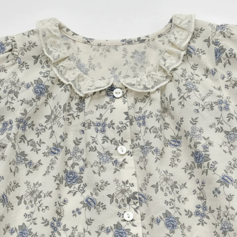 Vine Print Blouse – Leicht & Niedlich – Kinderbluse mit Puffärmeln