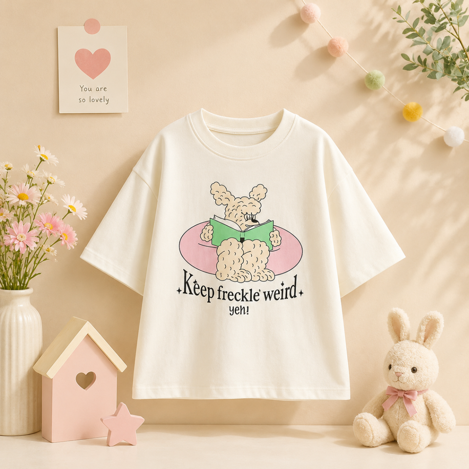 SunnyKids – Bequem & niedlich – Oversize-T-Shirt mit Cartoon-Aufdruck