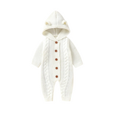 SoftKnit – Warm & niedlich – Gestrickter Baby-Strampler mit Kapuze