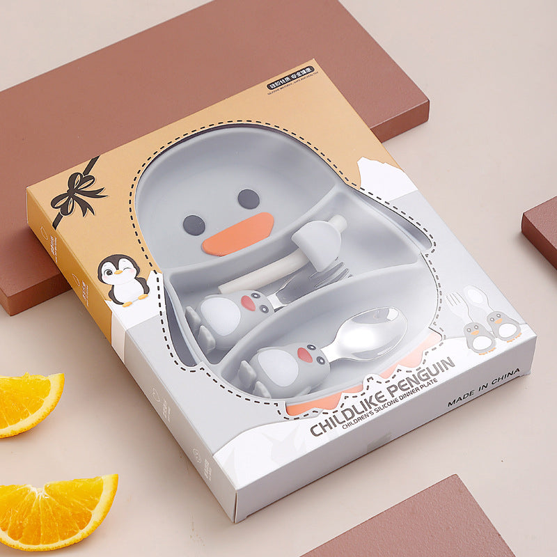 MiniMeal – Sicher & rutschfest – Silikon-Kleinkind-Geschirrset mit Besteck