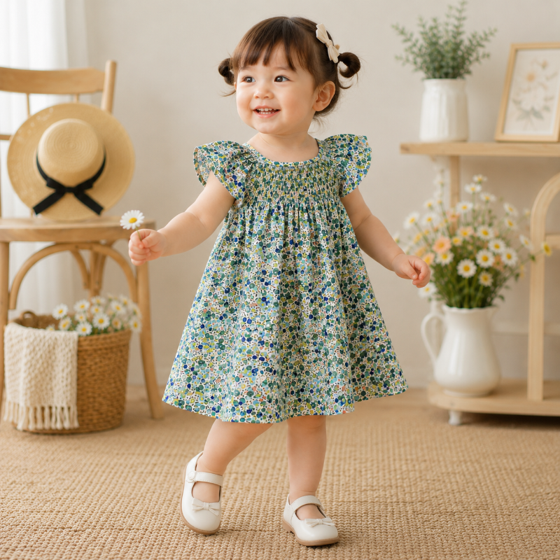 Floral Dress – Leicht & luftig – Mädchenkleid mit Flatterärmeln