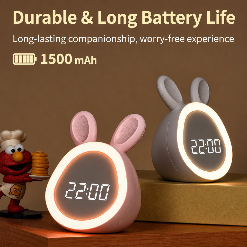 BunnyGlow – Niedlich & praktisch – Digitaler Kinderwecker mit Nachtlicht