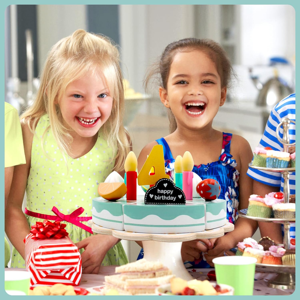 TinyChef – Lehrreich & unterhaltsam – Küchen-Set aus Holz mit Torte und Zubehör