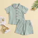 Mini Fashion™ - Baumwoll-Leinen-Sommer-Set Jungen