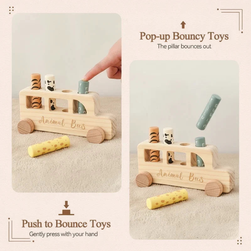 PressBus – Montessori & Lehrreich – Holz-Druck-Spielbus