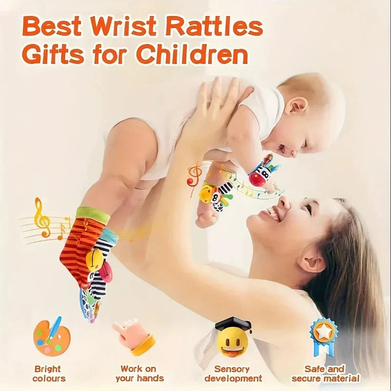 Wrist Rattle and Socks – Motorik & Spiel – Baby-Rasseln (4er-Set)