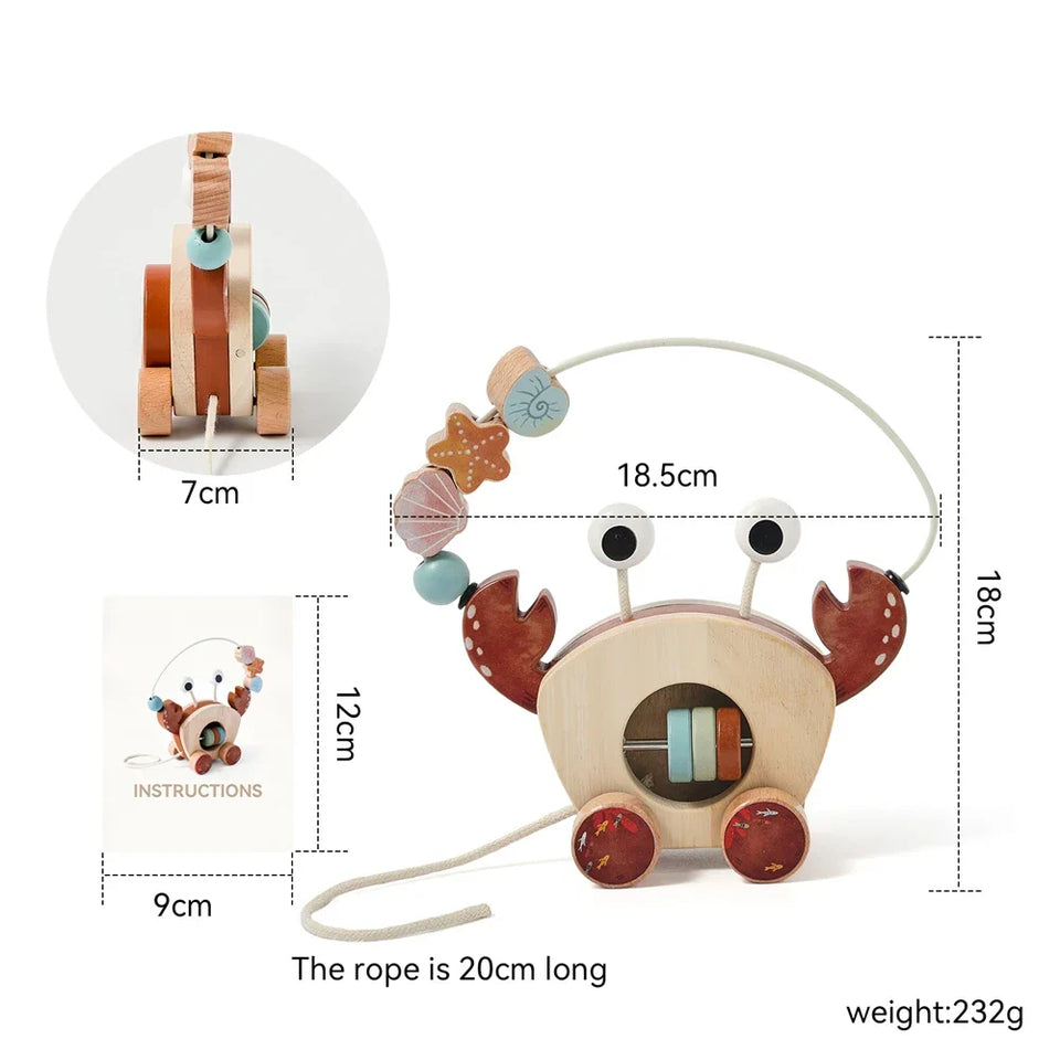 Crab Pull Toy™ – Spielen & Lernen – Hölzerne Krabbe