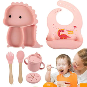 Dino Tablewear Set™ - 7-teiliges Set - Kindergeschirr aus Silikon