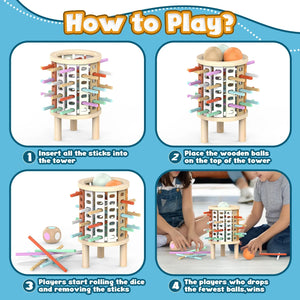 Balance Tower™ – Stapeln & Zählen – Hölzernes Denkspiel