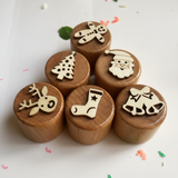 WoodStamp – Montessori & Kreativ – 6 Stück Holz-Knetstempel