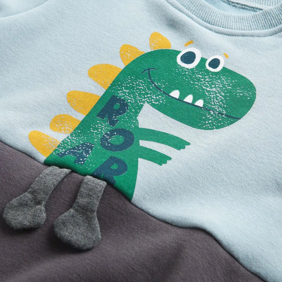 Mini Fashion – Weicher Fleece-Strampler mit Dino-Aufdruck
