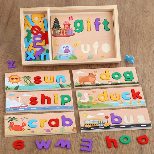 AlphaPuzzle – Englische Vokabeln lernen – Holz-Buchstabierpuzzle