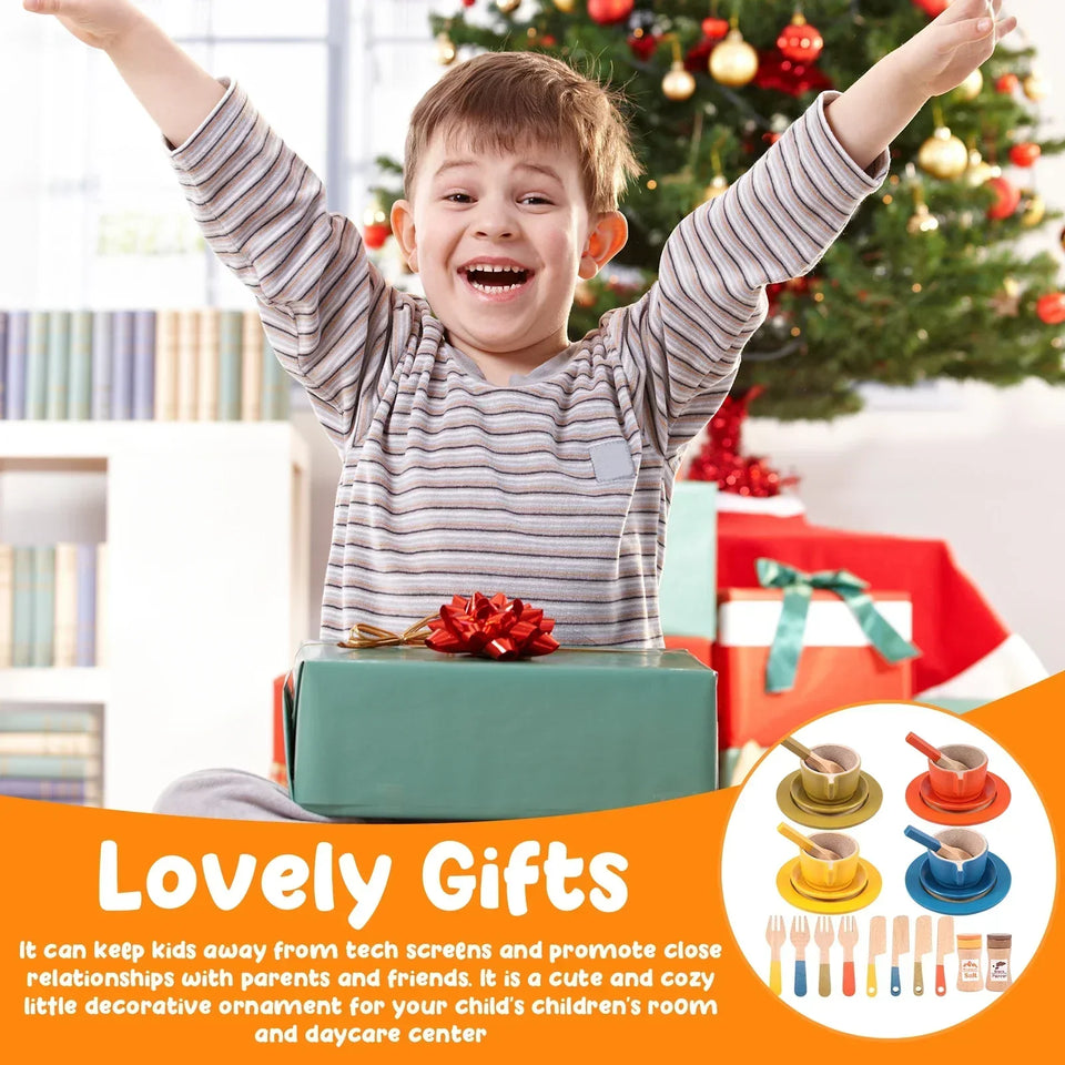 Woods™ - Kreativ & lehrreich - Holzküchen-Spielset Kind