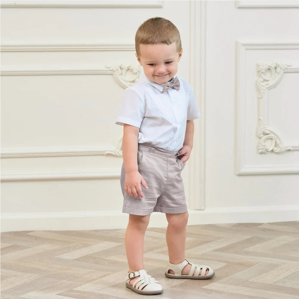 LittleDandy – Klassisch & Elegant – Baumwollshorts mit Hosenträgern, Schleife & Hemd