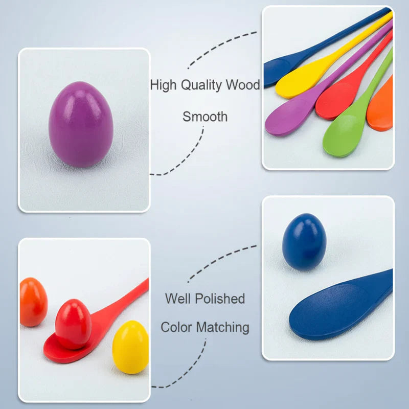 Wooden Egg Spoon Game – Motorik & Lernen – Eierrennen-Balance-Spiel