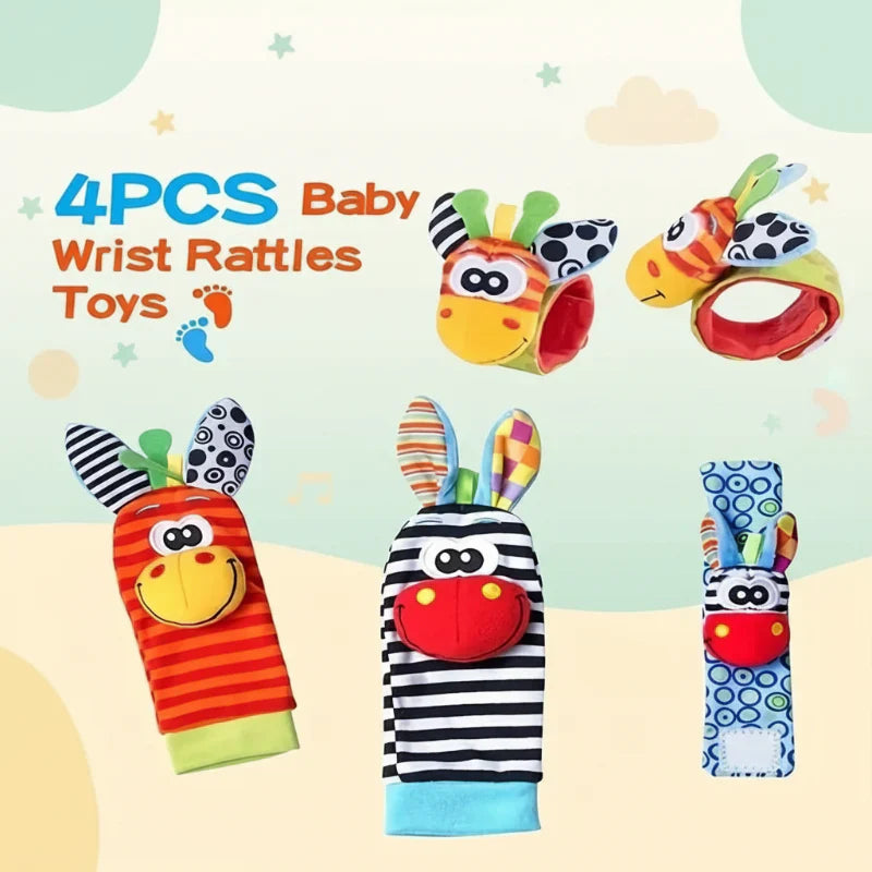 Wrist Rattle and Socks – Motorik & Spiel – Baby-Rasseln (4er-Set)