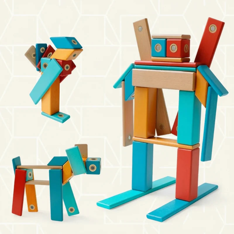 MagPlayer – Kreativ & Motorik – DIY Magnetische Holzbauklötze