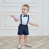 LittleDandy – Klassisch & Elegant – Baumwollshorts mit Hosenträgern, Schleife & Hemd