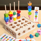 Woods™ - Kreativität fördern & Fähigkeiten verbessern - Buntes Montessori-Puzzle-Set