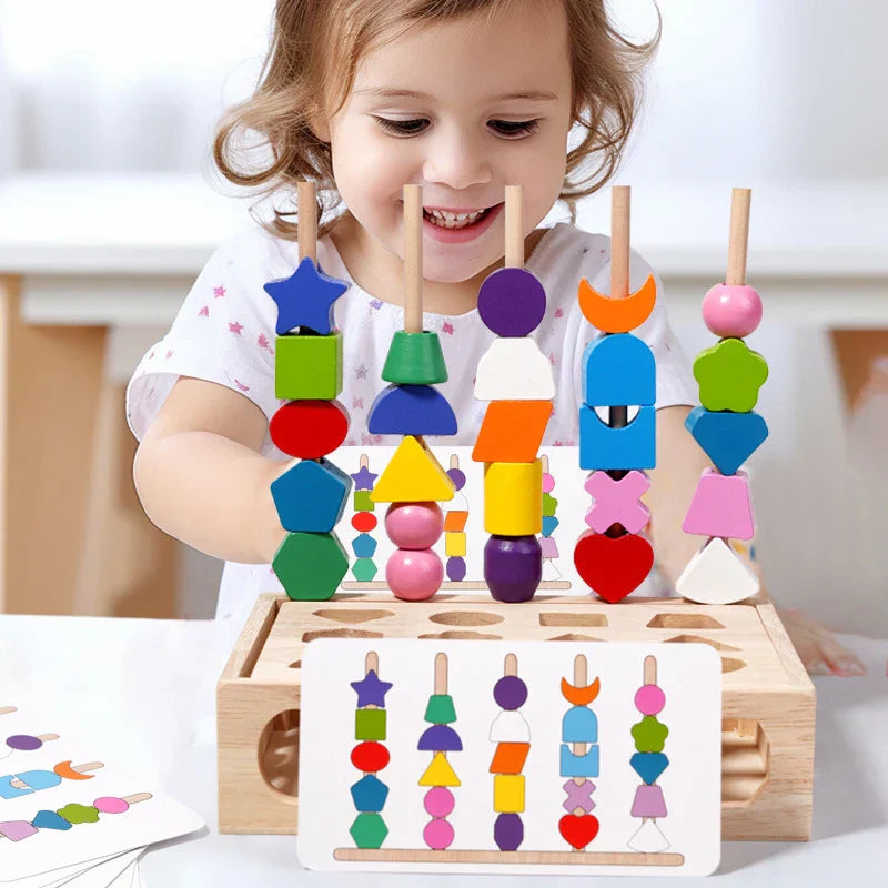 Woods™ - Kreativität fördern & Fähigkeiten verbessern - Buntes Montessori-Puzzle-Set