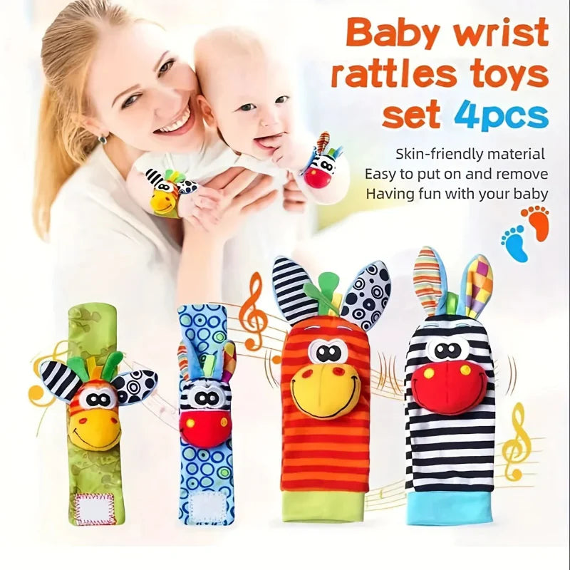 Wrist Rattle and Socks – Motorik & Spiel – Baby-Rasseln (4er-Set)