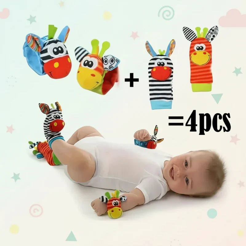 Wrist Rattle and Socks – Motorik & Spiel – Baby-Rasseln (4er-Set)