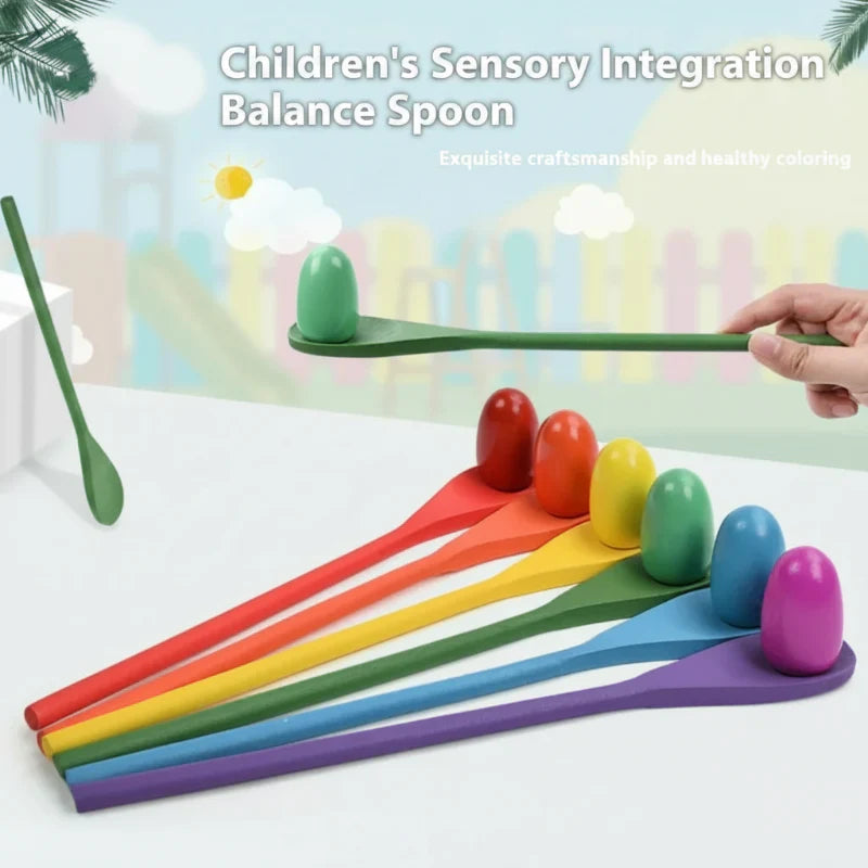 Wooden Egg Spoon Game – Motorik & Lernen – Eierrennen-Balance-Spiel