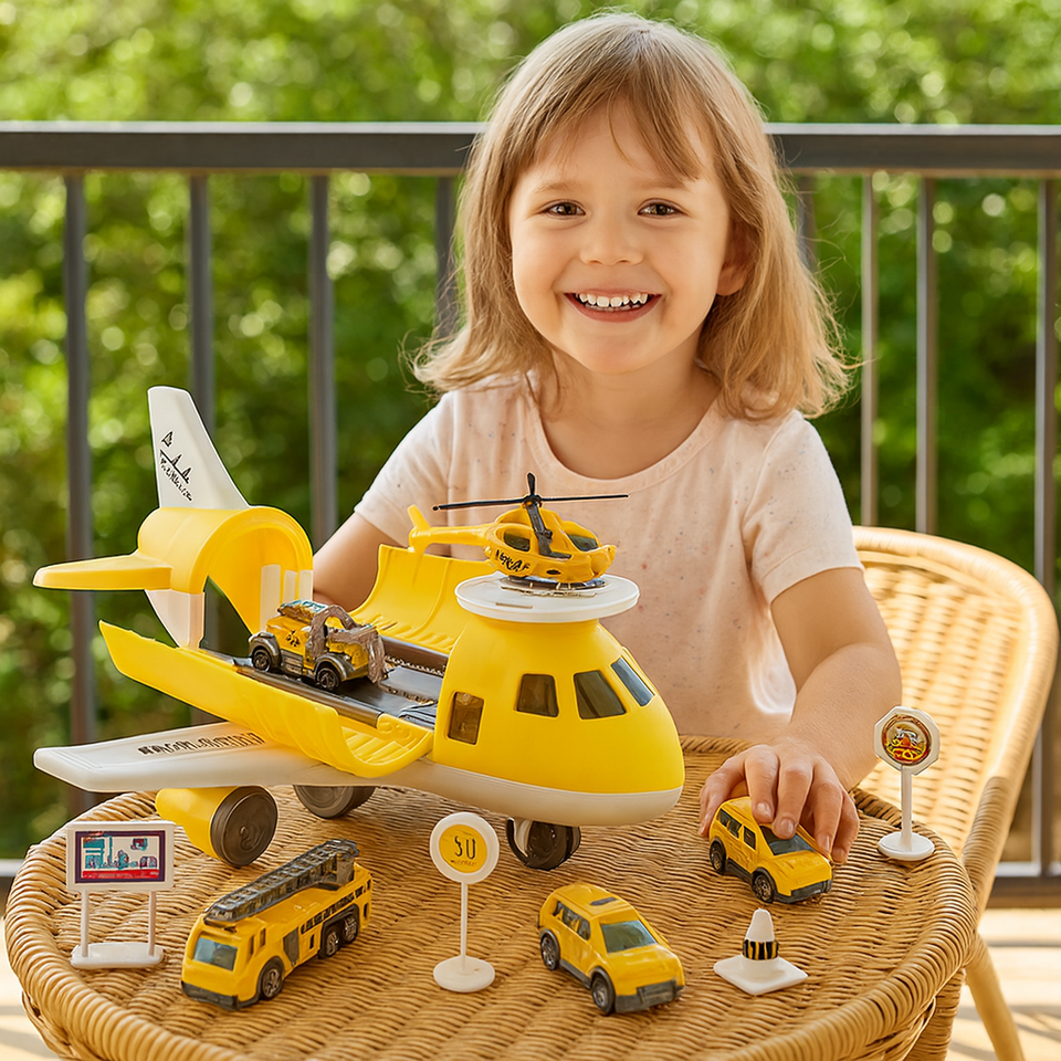 MiniAirBase – Interaktiv & Lehrreich – Flughafen-Spielset mit Fahrzeugen