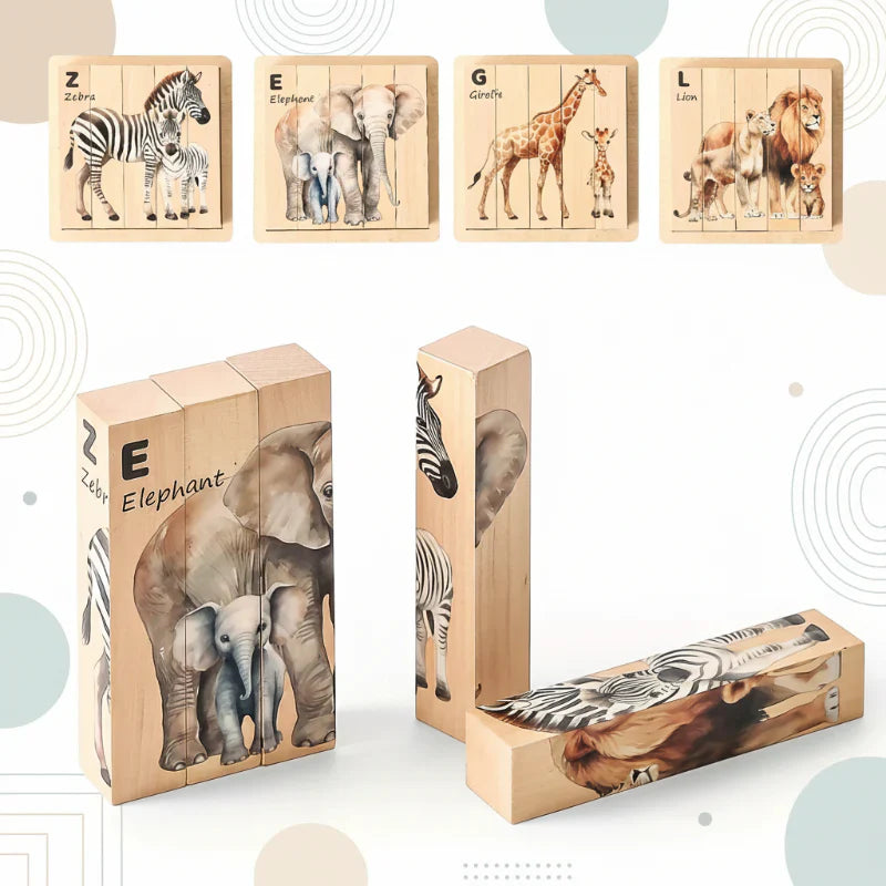 ZooStack – Holz & Interaktiv – Tier-Blockpuzzle