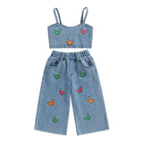 Mini Fashion™ - Schöne Stickerei - Denim Sommer Set