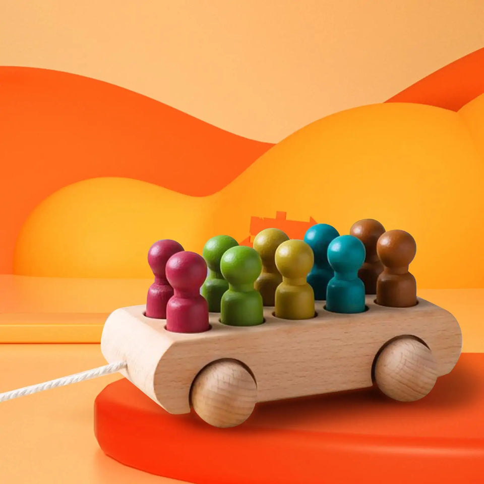 Pop & Roll – Motorik und Fantasie – Holzpuppen Auto Set