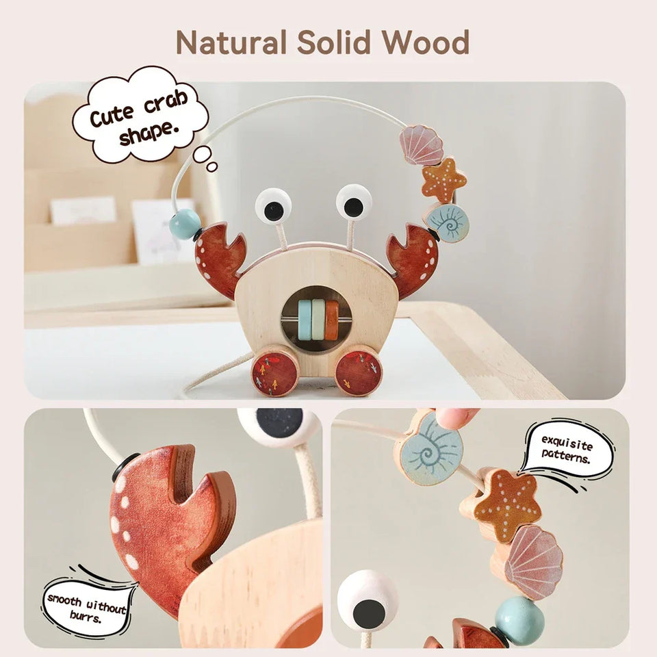 Crab Pull Toy™ – Spielen & Lernen – Hölzerne Krabbe