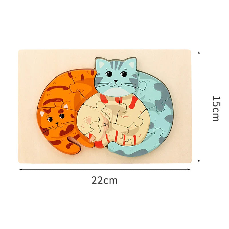 Animal Puzzle™ – Ontdek & Leer – Cartoon Houten Puzzel