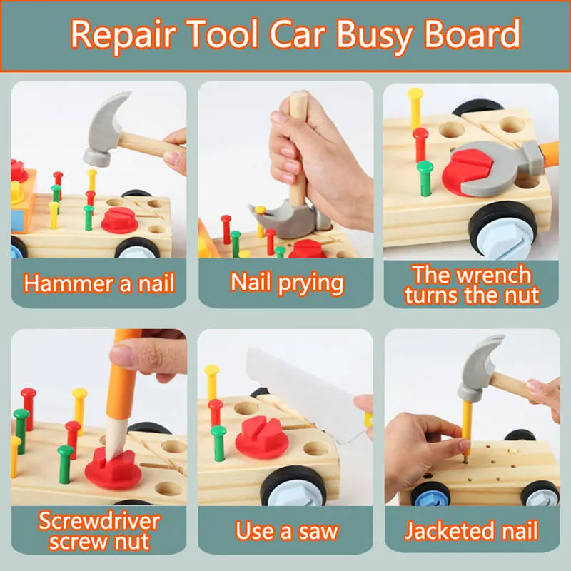 Woods™ - Drehen & Lernen - Montessori Auto Schraubbrett