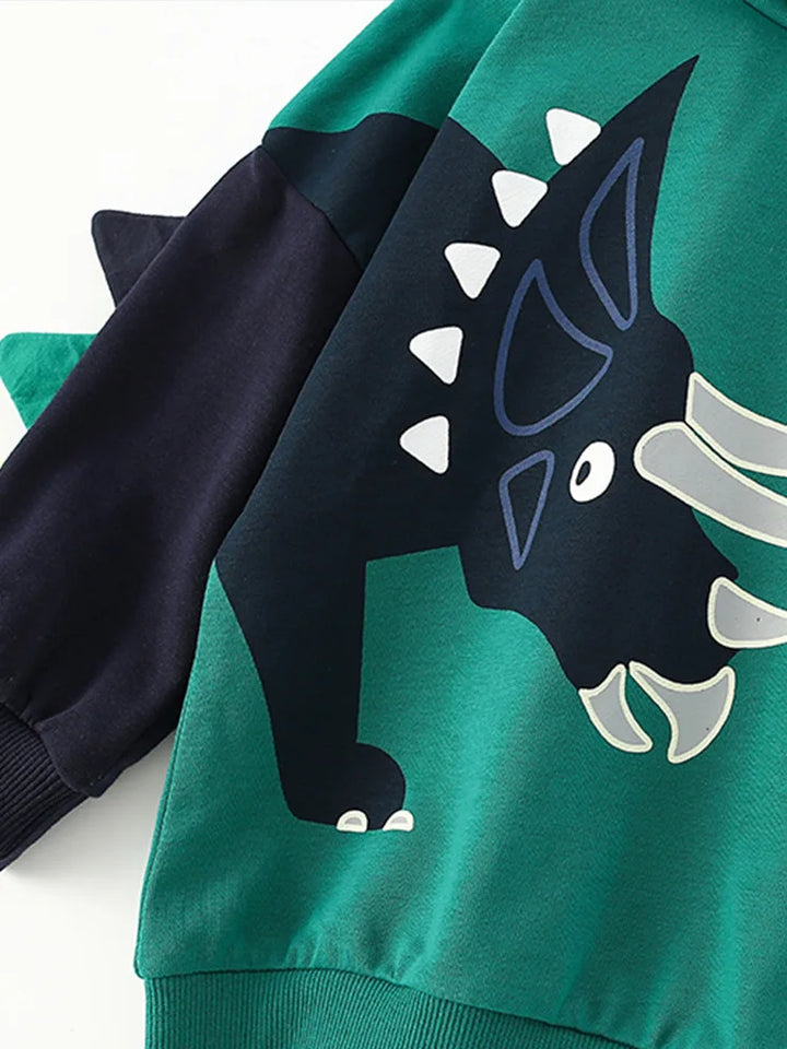 DinoStyle – Warm & atmungsaktiv – Hoodie mit Triceratops-Print