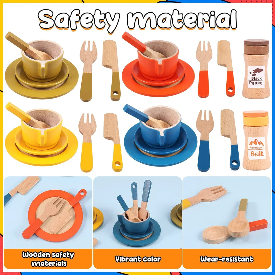 Woods™ - Kreativ & lehrreich - Holzküchen-Spielset Kind