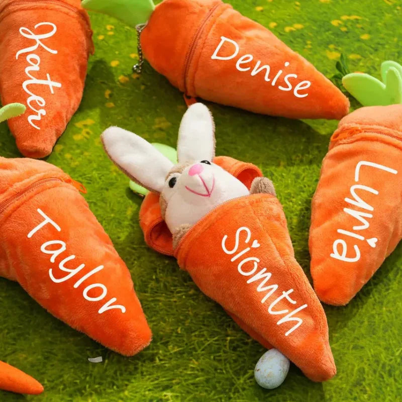 Personalized Bunny – Das ultimative Ostergeschenk – Plüschhase mit Karotte und Namen