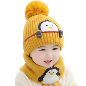 Mini Fashion™ - Niedliches Pinguin-Design - Kindermütze und -schal