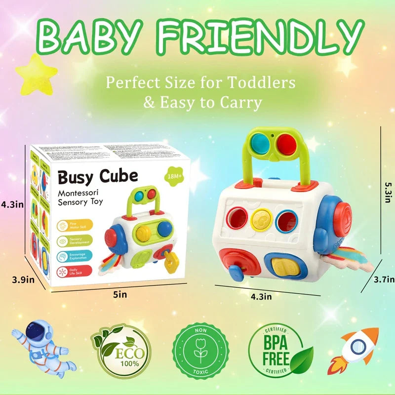 BusyCube – Clever & Verspielt – Montessori Fidget Würfel 10-in-1