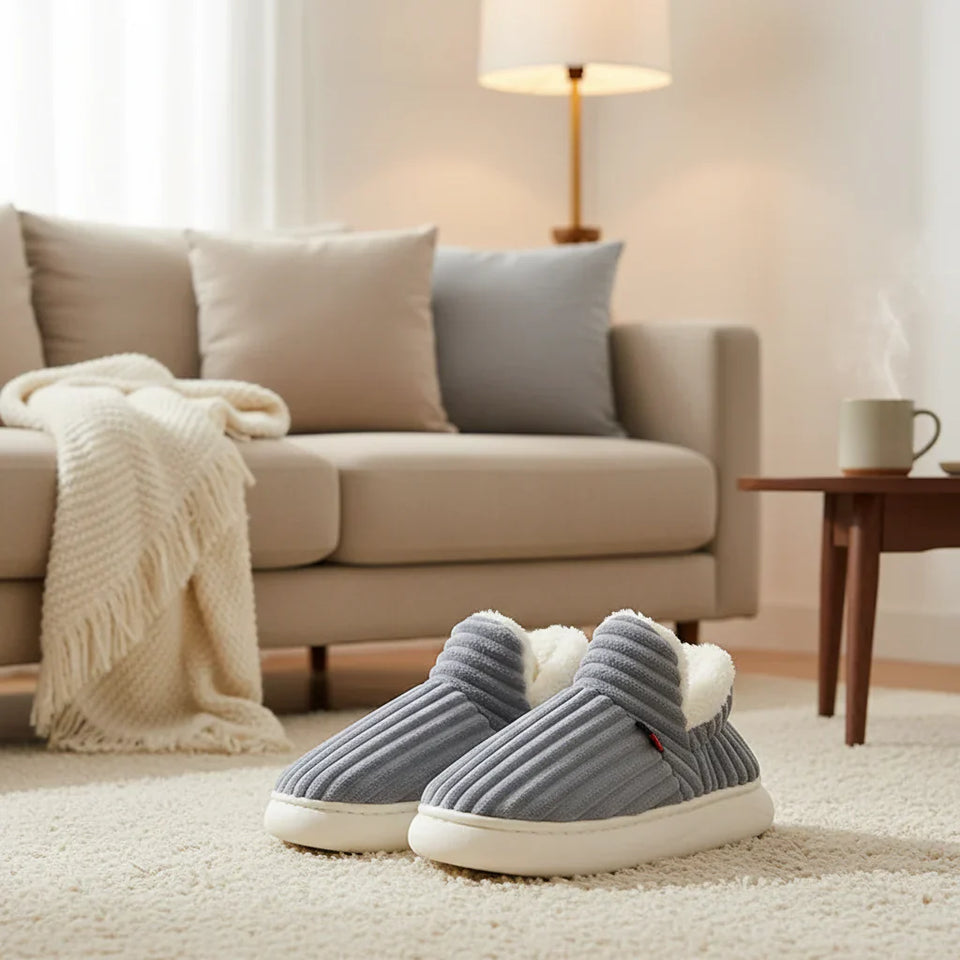 WarmNest – Kuschelig weich & warm – Rutschfeste Hausschuhe