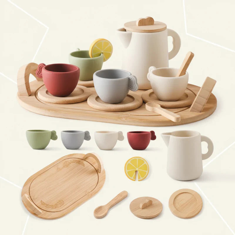 Woods – Lustig & Interaktiv – Teeservice aus Holz für Kinder